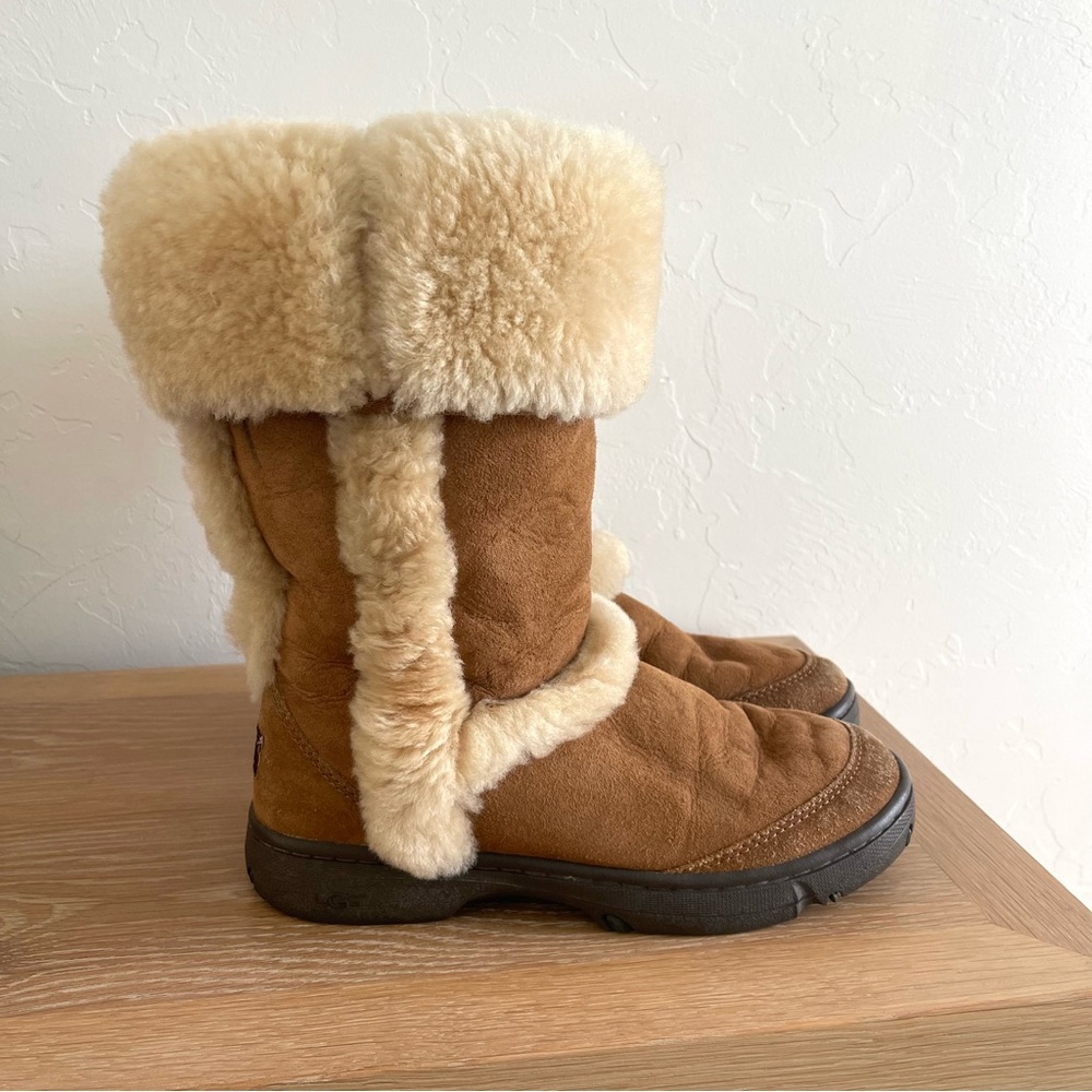Ugg Australia Sunburst Chestnut Shearling Suede Sheepskin Fur Tan Brown Boots 8